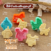 Sét 4 khuôn nhấn NGỰA GỖ cutter bánh cookie nhấn đậu